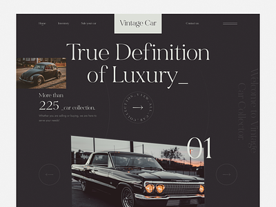 Vintage Car Collector Website Design car collection car website classic car classic car collector clean design dark website design inspiration landingpage luxury design luxury website modern design trendy design ui ui design uidesign uiux vintage car web website