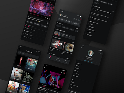 Medical Education App cards clinical app concept courses dark mode darktheme doctor appointmrnt education ios medic medical medicine minimalist online clinic online education prepration app ui uidesign uipatterns video player
