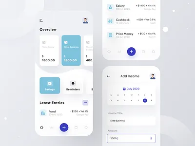 Flux - Expense Management UI Kit app application calculator clean ui cost management expense expense management finance financial app fintech interaction interface minimal mobile mobile app money ui ui kit uiux ux