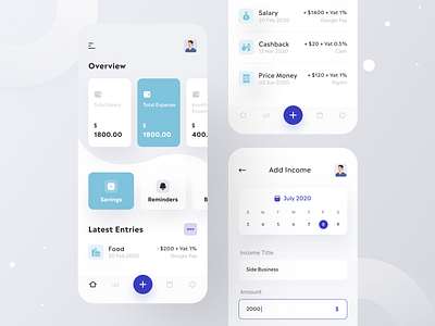 Flux - Expense Management UI Kit app application calculator clean ui cost management expense expense management finance financial app fintech interaction interface minimal mobile mobile app money ui ui kit uiux ux