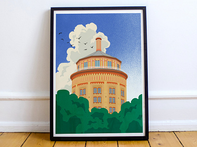 Wasserturm, Berlin architecture artwork berlin city frame graphic design illu illustration illustrator mockup poster prenzlauerberg print printdesign wasserturm watertower