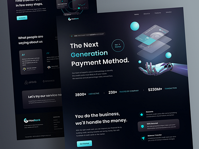 HooBank - Digital Payment LandingPage bank banking business credit card digital payment landing page payment popular simple wallet