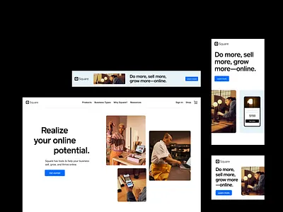 Square— Grow Online campaign. Landing page and display ads ad banner ads campaign display ads ecommerce landing page layout marketing marketing campaign typography