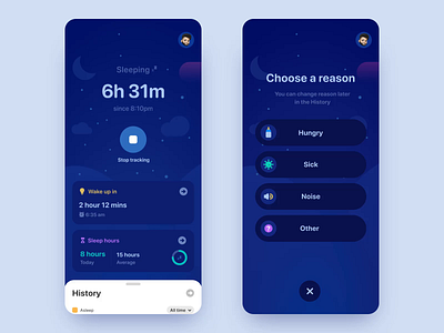 Baby Sleep Tracker App Concept after effect animation baby design duyluong interaction interaction design mobile principle product product design sleep sleep tracker tracking ui