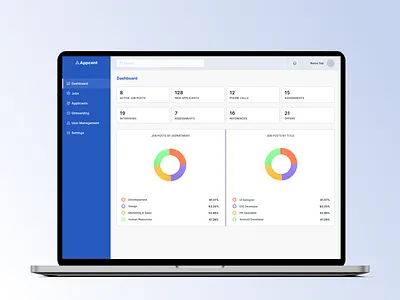 HR Portal applicant dashboard flow hire hr hr portal hr site human resources job post job search profile progress bar side menu ui design web page wireframe