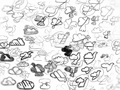 Thinking process 2d bird brainstorming branding concept design dove exploration flat logo logotype mark negative space pigeon rough sketches sketching symbol variations vector