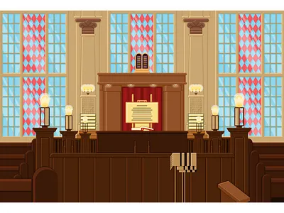 Synagogue Interior adobe illustrator flat illustration synagogue ve vector