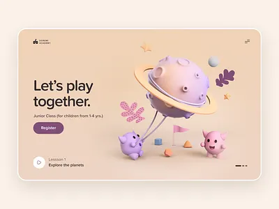Online Learning for Kids - Concept 3d concept design elearning kid kids layout learning online onlinelearning play product study ui uxui visual web website