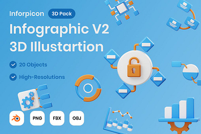 Infographic V2 3D Illustration 3d 3d animation 3d art 3d illustration animation app banner branding business concept design graphic design illustration landing page logo motion graphics page technology ui website