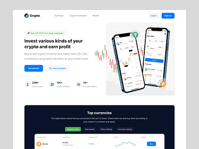 Crypto Exchange Website application bitcoin crypto currencies exchange figma finance light mobile modern popular product trend ui ux wallet website