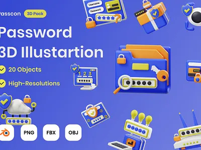Password 3D Illustration 3d 3d animation 3d art 3d illustration animation app banner branding concept design finance graphic design illustration landing page logo motion graphics page ui ux website