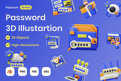 Password 3D Illustration 3d 3d animation 3d art 3d illustration animation app banner branding concept design finance graphic design illustration landing page logo motion graphics page ui ux website