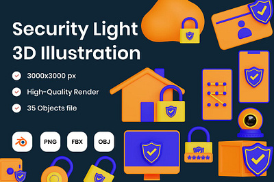 Security Light 3D Illustration 3d 3d animation 3d art 3d illustration app banner business concept design finance illustration landing landing page logo page technology ui ux web website