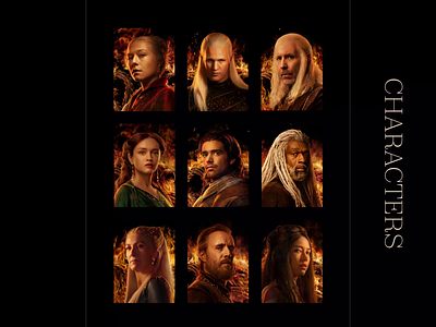 House Of The Dragon - Characters Section Animation animation game of thrones got hbo hbo max house of the dragon motion graphics ui design web design web design studio web designer website design