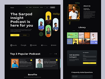 Podcast Landing Page ask dark homepage landing page podcast website