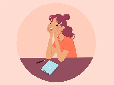 Student girl character girl illustration notebook student