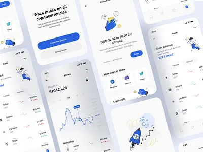 Crypto Mobile wallet app app design branding clean crypto dashboard design dribbble finance fintech illustration logo minimal money ofspace productdesign type ui wallet website website design