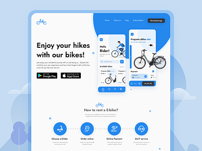 E-bike Web UI design app bike design dribbble ebike figma illustration landingpage logo minimal ui ux vector webdesign website