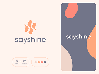 Sayshine bold branding bubble chat clever clothing design elegant fashion flat icon letter logo luxury mark minimal pattern s shine women