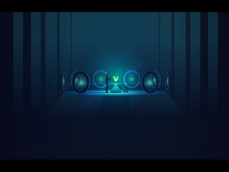 Portals cat future illustration light portal robot space vector vue