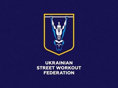 Ukrainian Street Workout Federation Logo athlete blue brand branding character design fitness graphic design greece helm identity illustration logo logo design logodesign logotype sport ukraine work out yellow