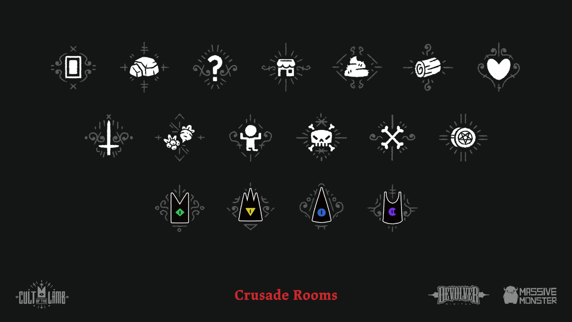 Map symbols explained for Cult of the Lamb's Crusade map - Polygon
