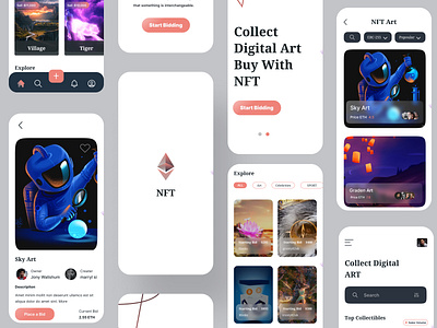 NFT Marketplace App UX-UI Design app design app designer crypto cryptocurrency mobile nft nft app nft design nft kit nft market nft marketplace nft product nft ux nftart product designer trade ui ui designer ux ux designer