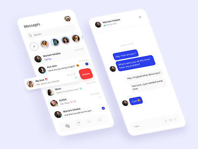 chat mobile app app chat chat app clean design emoji interface message messages messenger mobile mobile app modern simple talk ui