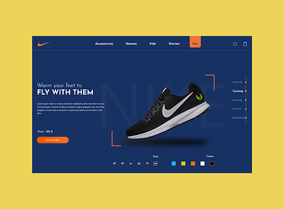 Nike UI web design branding design graphic design ui ux