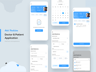 Doctor Application - Add Medicine Experience add medicine add pill app add pills adding medicine calendar delete pill doctor doctor app food pills mobile app patient patient app patient profile schedule medicine schedule pill search medicine search pill ui design