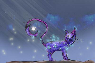 Spectral Cat. animal creature design design digital art illustration