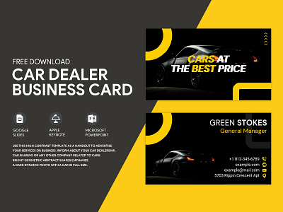 Car Dealer Business Card Free Google Docs Template business card cards doc docs document google print printing template templates visit visiting