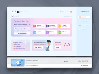 I designed edupression.com an online depression therapy-program app button call to action dashboard design drepression health care illustration logo mental health navigation stats ui