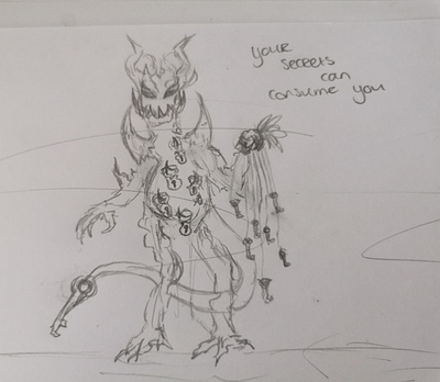 Your Secrets Can Consume You. creature design design horror illustration secrets