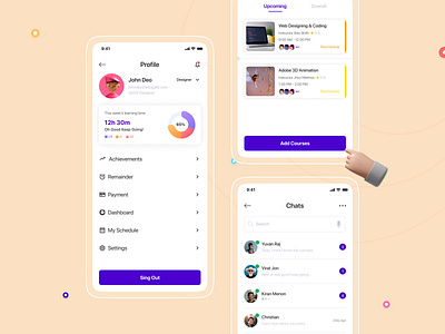 EduGate: E-Learning Platform 3d branding e learning course education profile education ui mobile screen illustration ios app design live classes logo mobile ui design online learning courses ui ui design