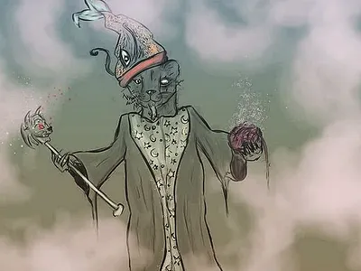 Purrrfecta the Wizard animal cat creature design design fantasy graphic design illustration wizard