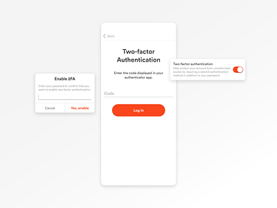 Two-factor authentication (2FA) 2fa energy mfa mobile mobile ui multi factor authentication password security sense settings smart home two factor authentication