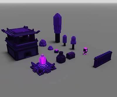 Dark Forest Props 3d game pixel props rpg voxel voxelart