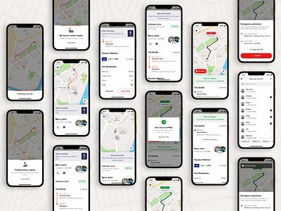 Book a ride Screens (Set 2) ⟶ Go - Ride Hailing App UI Kit booking cab booking app emergency ios app lyft lyft design mobile app ride taxi app uber uber design ui ui design uiux ux verification verify driver