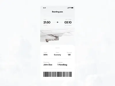 024 Boarding Pass 2020 adaptive app boarding pass dailyui dailyui024 design ecommerce figma flight fly interface mobile plane ui ux