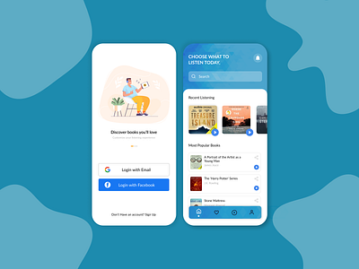 Audio Books App android app app design application branding design home screen illustration logo mobile app ui ui design ux web