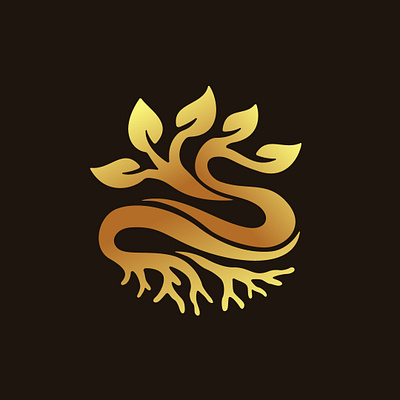 Infinity Tree Logo branch forever gold green infinity leaf luxury minimal simple tree