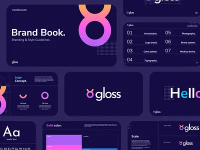 Gloss - Brand Book Guidelines Template brand brand book brand style branding business creative design download guidelines logo minimal portfolio powerpoint presentation professional style guide