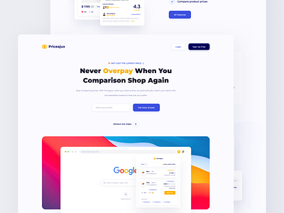 Pricejux Landing Page clean clean design design landing landing page landing page design minimal modern modern design project trend ui ui design uiux design ux ux design web web design website website design