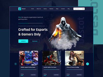 Descot || Game Website Design branding game game trend gaming landing page landingpage minimal trending uidesign uiux uiux design webdesign