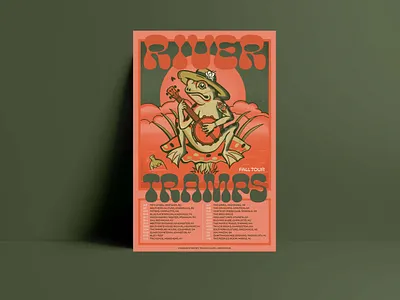 River Tramps Tour Poster band poster brand identity design branding design illustration poster typography