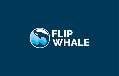 Flip Whale Logo Design 3d app blue branding business circle custom design graphic design illustration logo logo designer logo. logo design modern ocean simple vector whale