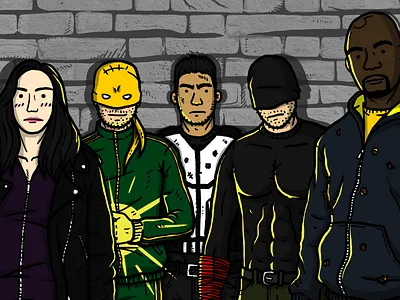 The Defenders doodle drawing fan art illustration surrealist