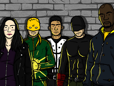 The Defenders doodle drawing fan art illustration surrealist