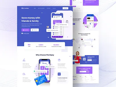 Plentipay - Finance Landing Page apps design dribbble finance fintech fintech landing page landing page landing page design money transfer ui uiux web design website design